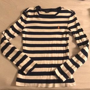 Navy and White Striped Ralph Lauren Sport Medium